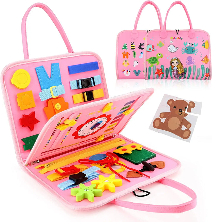 Montessori Toys Busy Board Sensory Activity Developing Board for Fine Motor Skills,Learning Board for Toddlers
