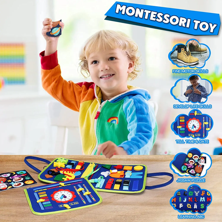 Montessori Toys Busy Board Sensory Activity Developing Board for Fine Motor Skills,Learning Board for Toddlers