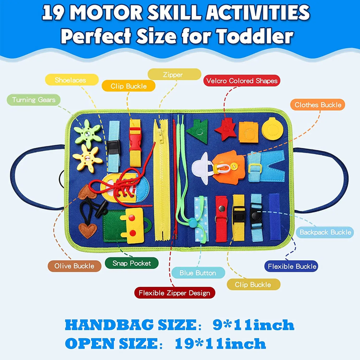Montessori Toys Busy Board Sensory Activity Developing Board for Fine Motor Skills,Learning Board for Toddlers