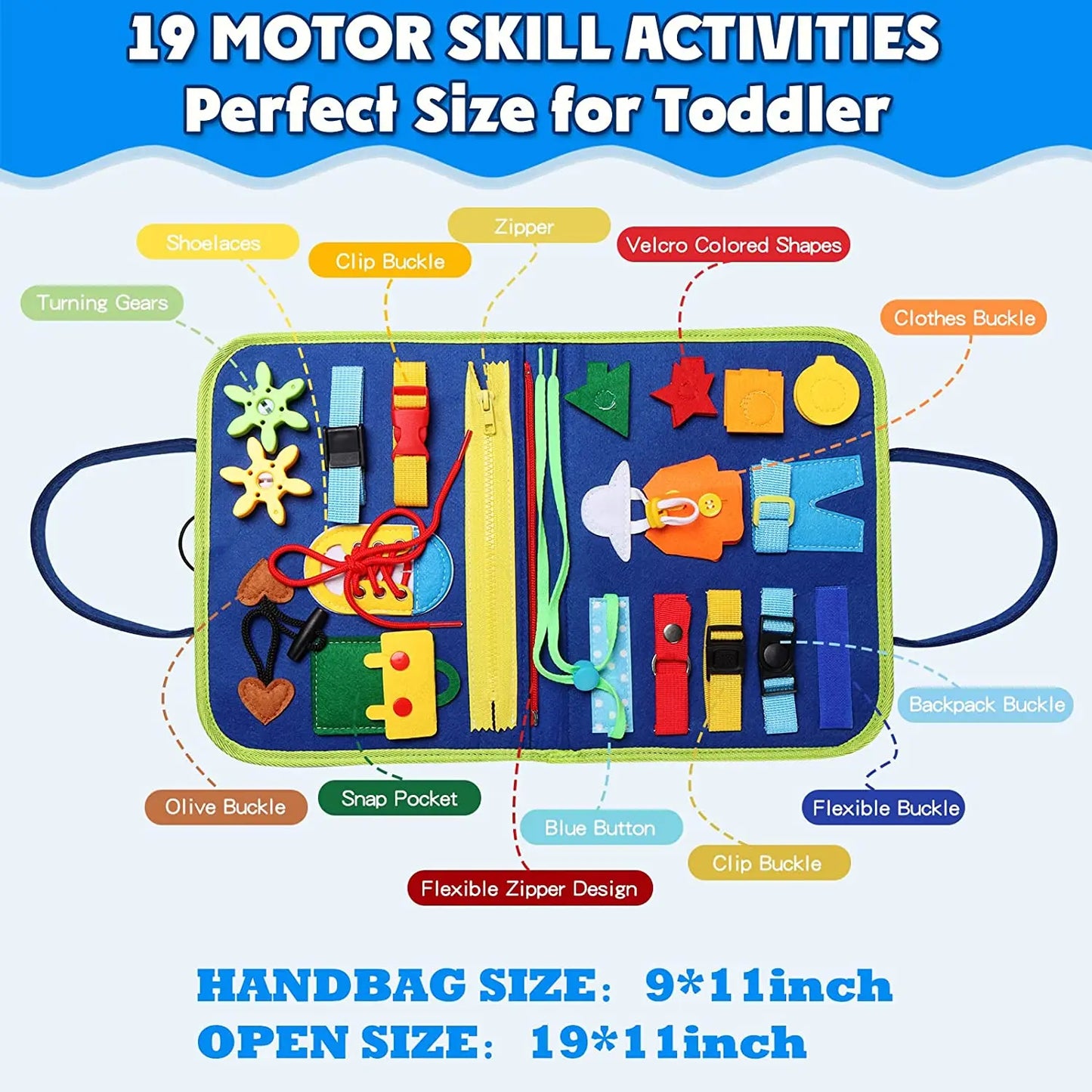 Montessori Toys Busy Board Sensory Activity Developing Board for Fine Motor Skills,Learning Board for Toddlers