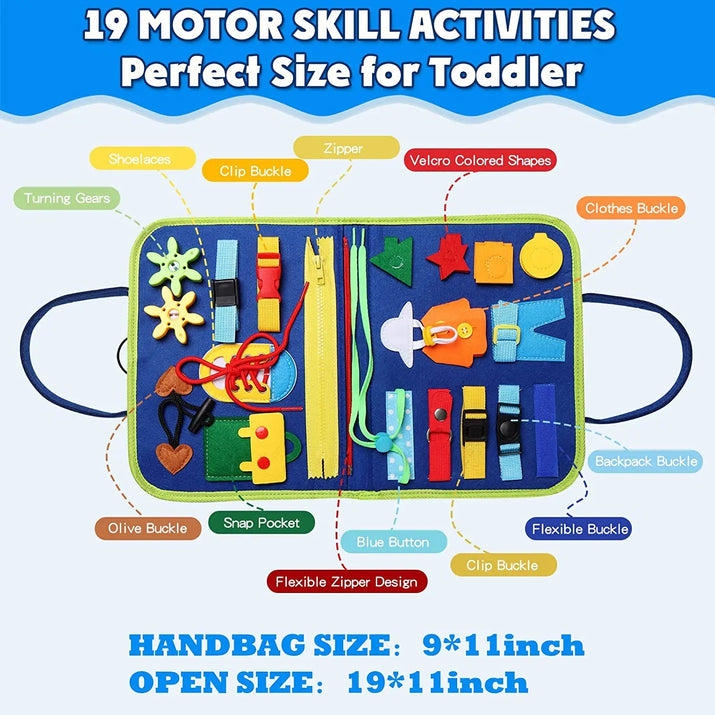 Montessori Toys Busy Board Sensory Activity Developing Board for Fine Motor Skills,Learning Board for Toddlers