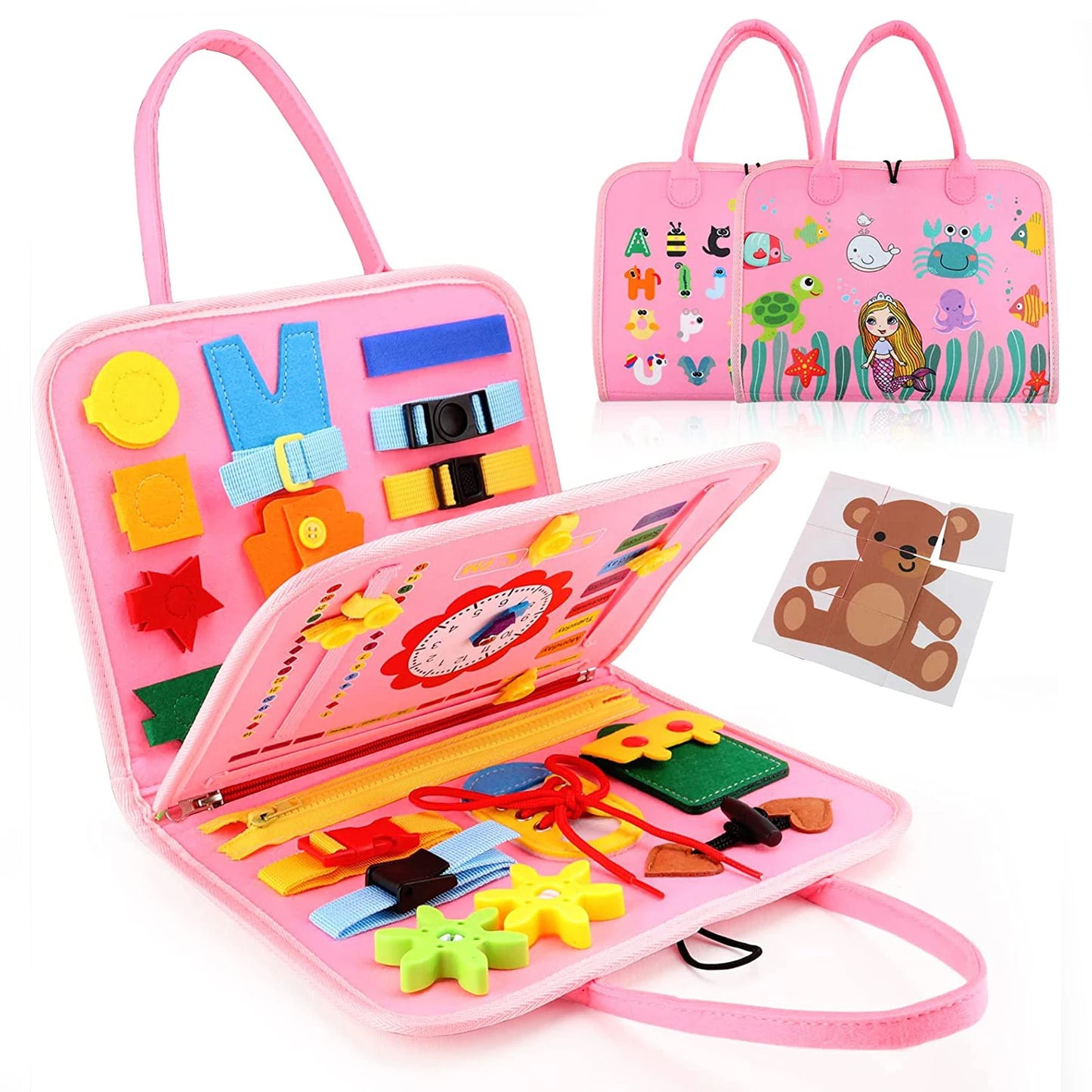 Montessori Toys Busy Board Sensory Activity Developing Board for Fine Motor Skills,Learning Board for Toddlers
